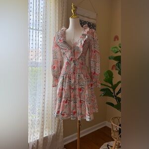 Vestique Pink Ruffled Tie Front Sundress